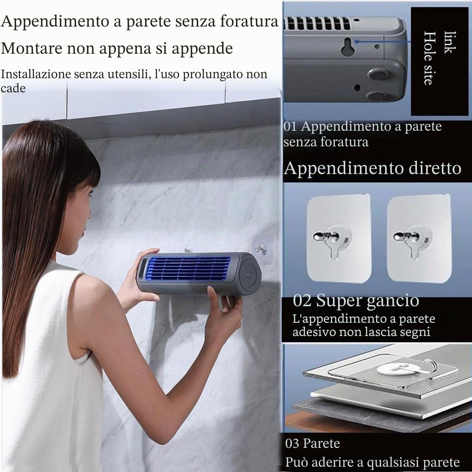 Shirem Cooling Ace, Libiyi Cooling Ace, Outfany Cooling Ace Condizionatore D'aria, Condizionatore Con Ricarica USB A 3 Velocità Per Camera Da Letto, Cucina, Bagno,Black