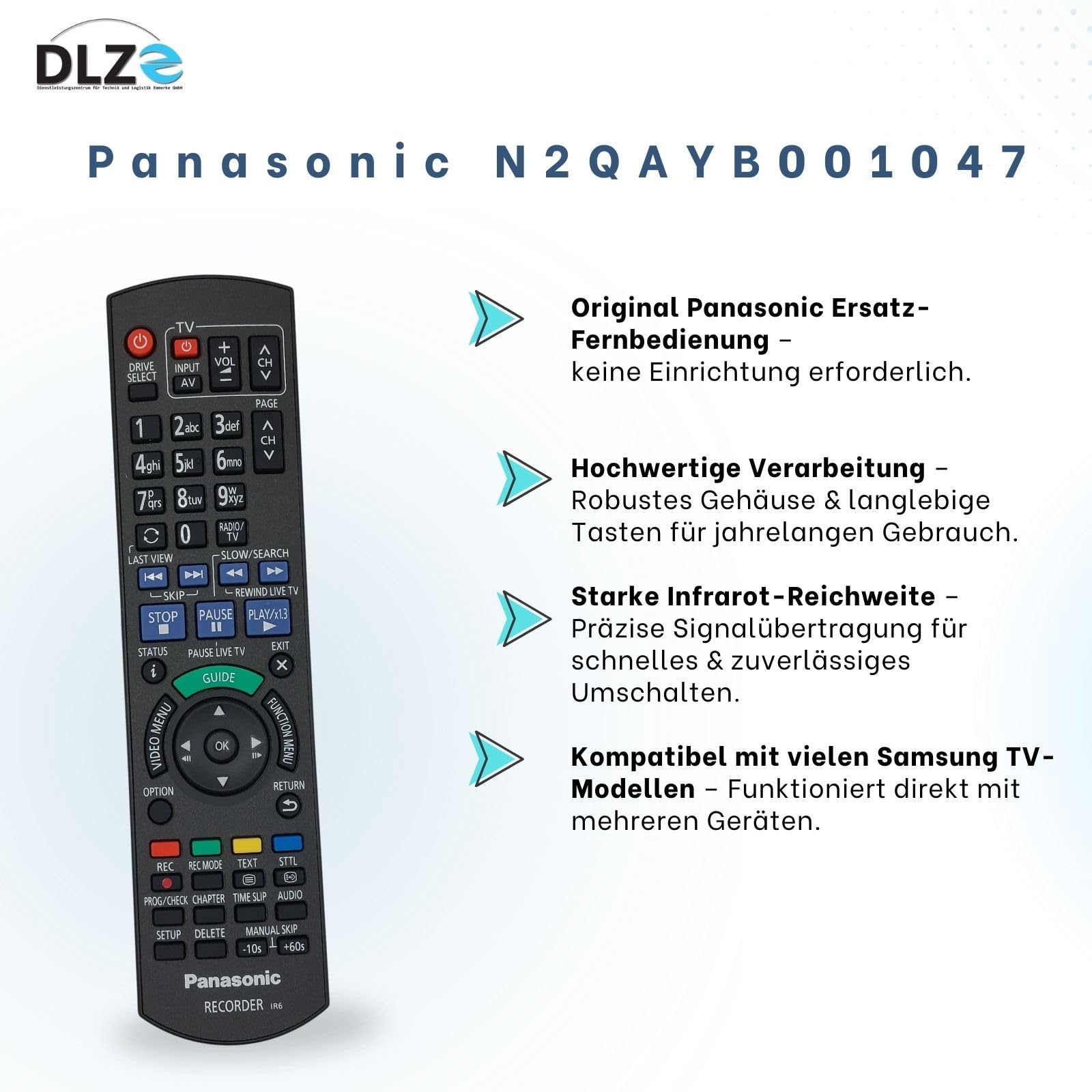 Panasonic N2QAYB001047 – Original Fernbedienung für Panasonic TV & Recorder