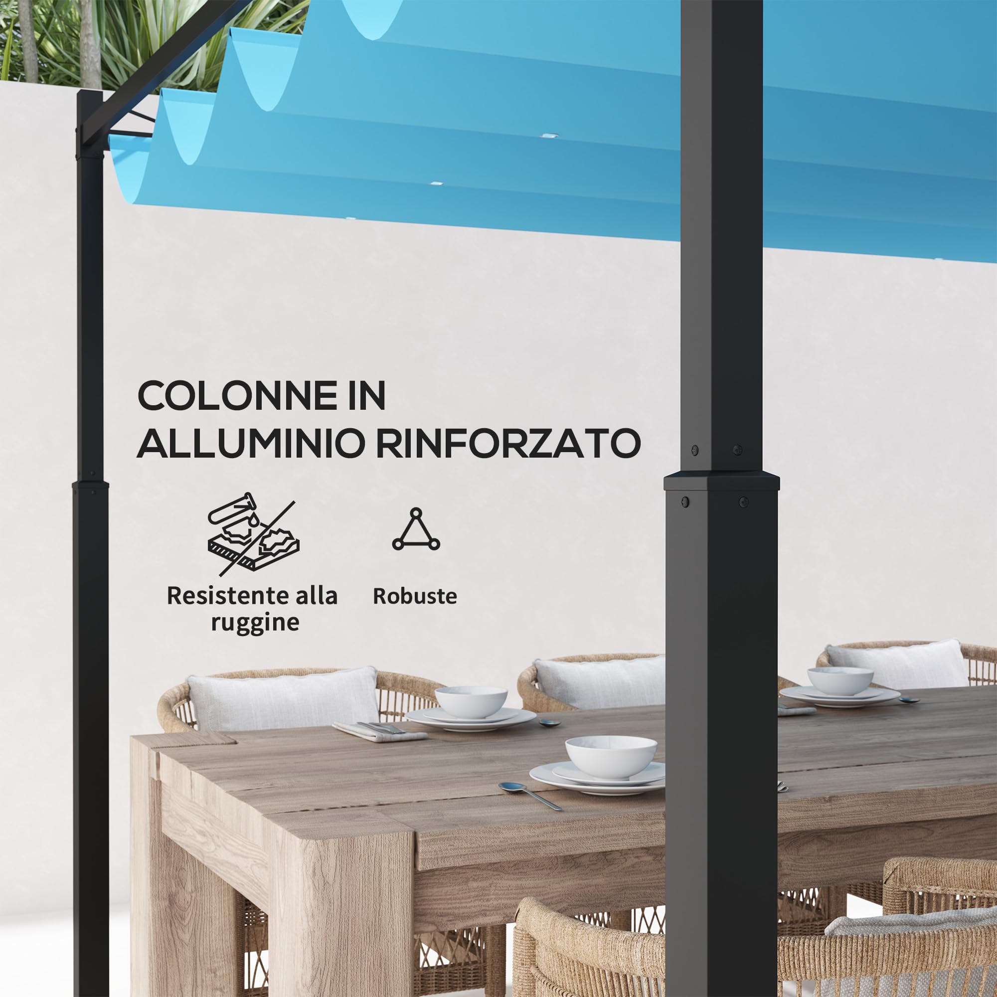 Outsunny Gazebo Pergola 4x4 m Retrattile Struttura Alluminio Bianco | Pergolato, Telo Resistente Richiudibile, Giardino, Terrazzo, Balcone, Veranda, Patio, Piscina, Esterno