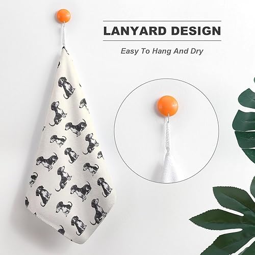 Miniatura 5 de Decorative Hand Towels for Bathroom - Retro Sausage Dog Print Soft Absorbent Small Bath Hand Towels for Kitchen, Farmhouse, Spa, Hotel, Guest Tea