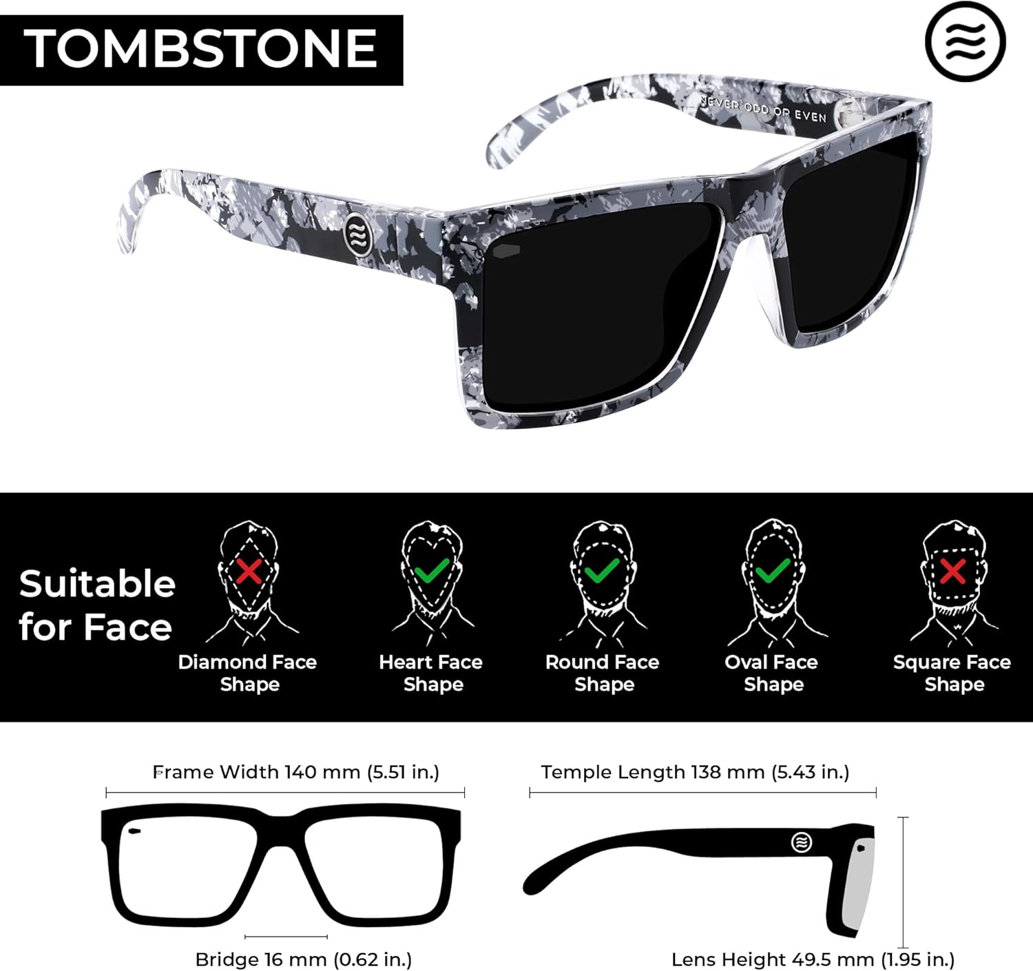 NEVEN Tombstone L/XL Polarized Sunglasses – TR90 Frame, UV Protection, Impact-Resistant Lenses for Active Lifestyle