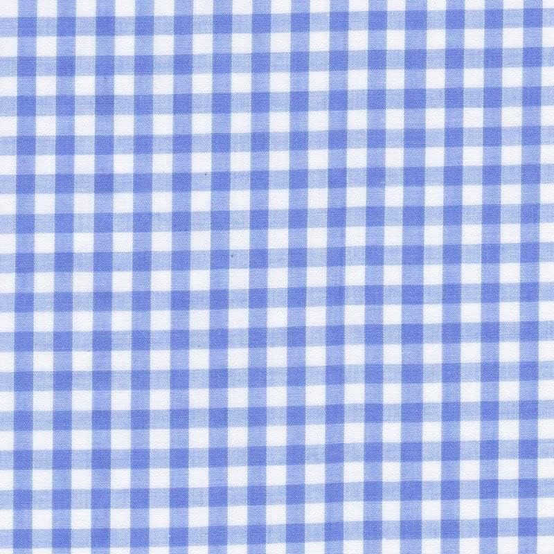 Carly Light Blue Mini Checkered Gingham Poly Cotton Fabric by The Yard - 10114