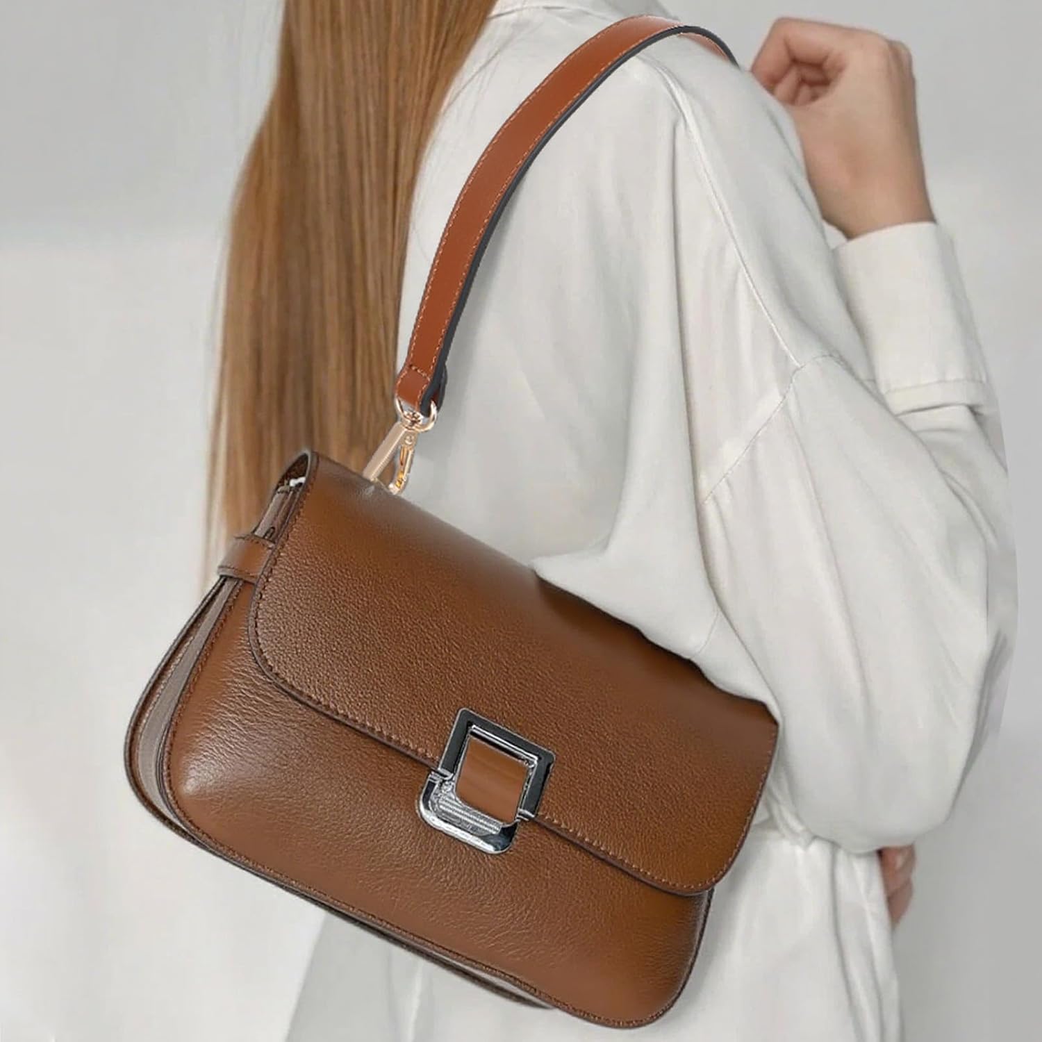 Shoulder Bag Strap, PU Leather Short Handbag Handle Strap 19In Leather Purse Straps Shoulder Bag Straps Replacement - Image 6