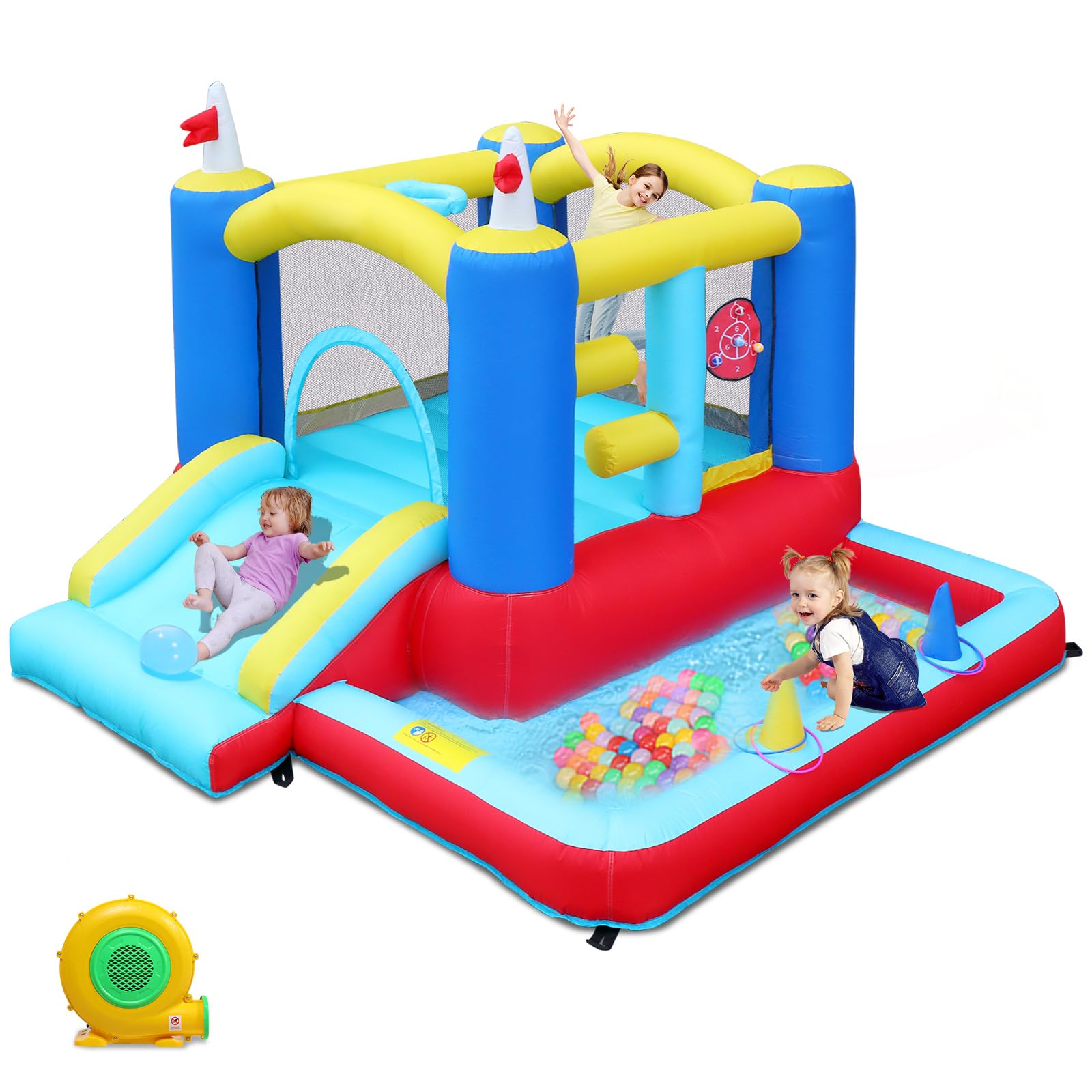 Château Gonflable Avec Toboggan Et Piscine 410x385x220cm Pvc Happy Hop à Prix