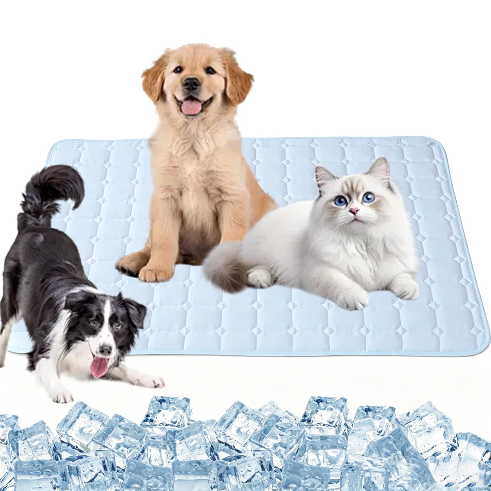 Cool Mat for Dogs, 2026 New Dog Cooling Mat, Soft Non-Slip Self-Cooling Pad, Pet Ice Silk Mat, Portable Washable Cat Cool Bed for Outdoor Indoor Kennels Crates Car Seats (Blue, XS-15.75 * 11.81in)