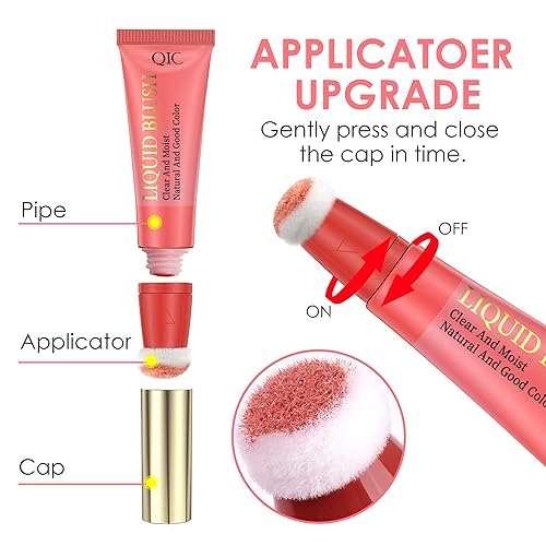 Miniatura 5 de POPMISOLER Rubor líquido para mejillas, varita de rubor mate natural con aplicador de cojín, barra de rubor suave de larga duración para mejillas y