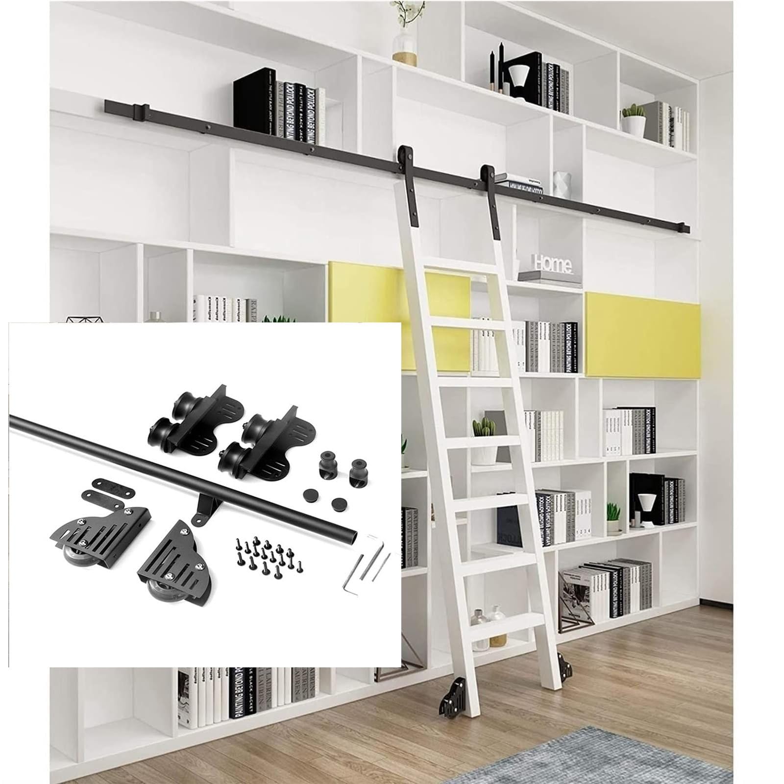 Herrajes para escalera deslizante Gold con riel de 7.3 m, acabados de lujo para estancias interiores
