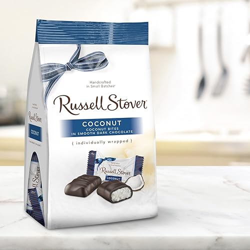 Miniatura 4 de Russell Stover Coco de chocolate oscuro mini bolsa de refuerzo de 6 onzas coco dulce cubierto de rico caramelo de chocolate envuelto individualmente