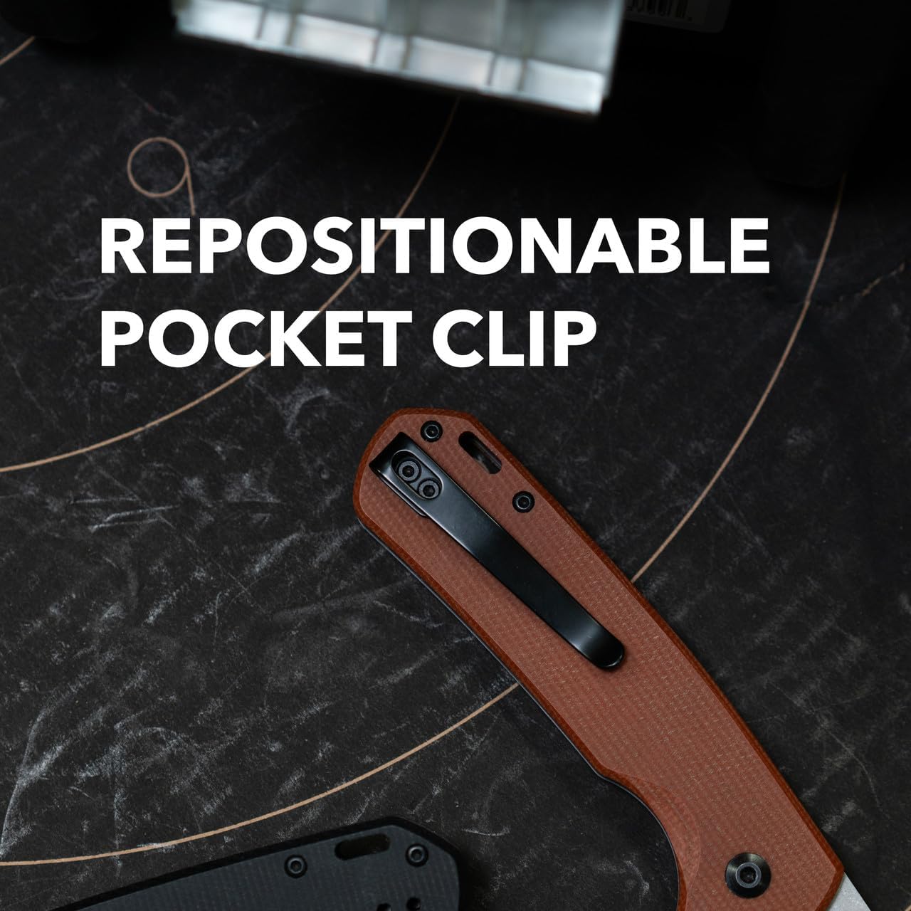 704 Gear Mantis | EDC Folding Pocket Knife with Ambidextrous Thumb Studs and Button Lock | 2.7" Blade, 14C28N Steel with Stonewash Finish, Reversible Pocket Clip | Black Micarta