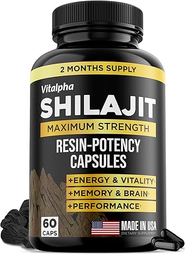 Cápsulas naturales de potencia de resina Shilajit (50% ácido fúlvico) Shilajit orgánico puro del Himalaya fabricado en Estados Unidos 85+