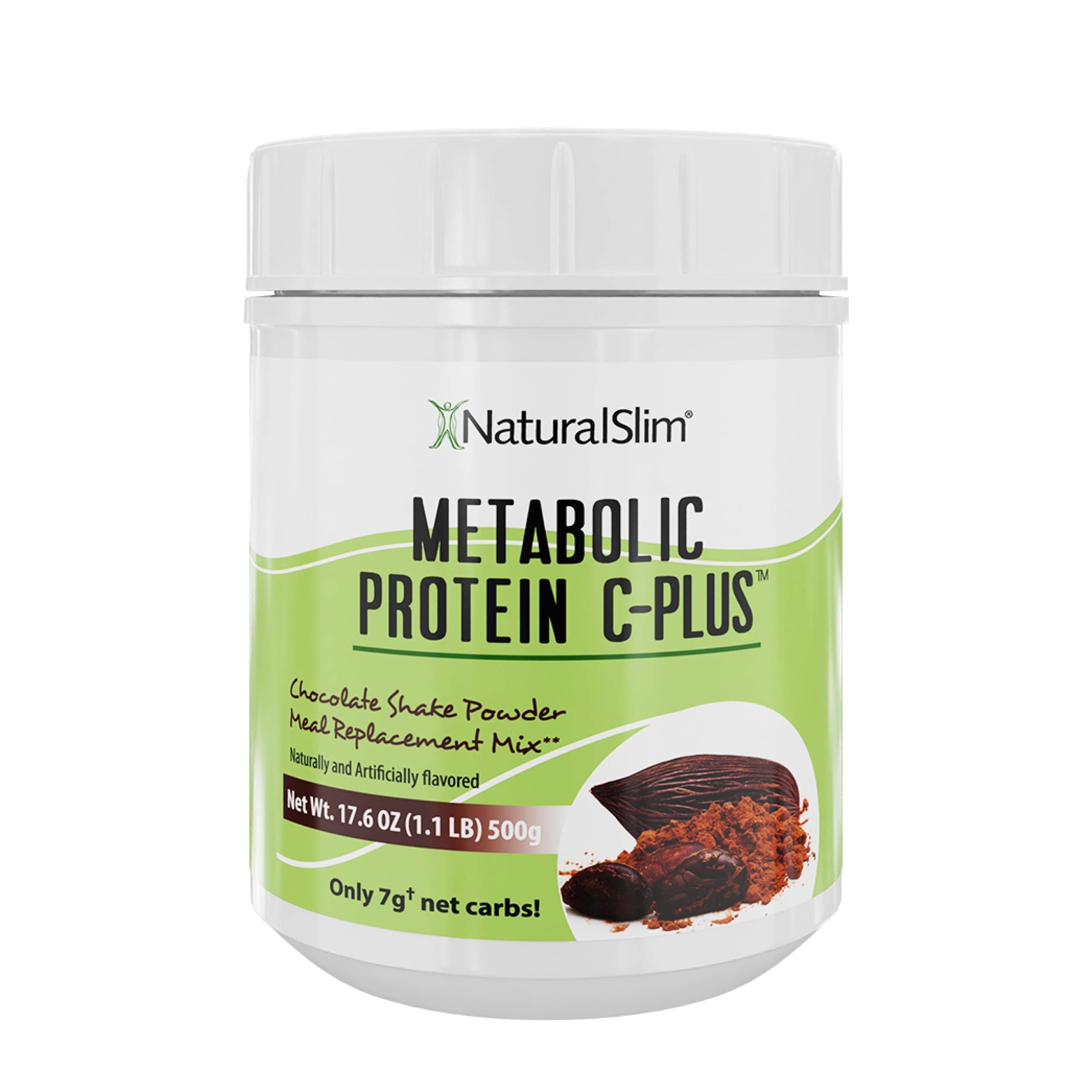 NaturalSlim Protéine Poudre avec Vitamines et Minéraux Métabolique C-Plus - Poudre de remplacement de repas Fortifiée avec Vitamine C, Zinc et Amino Acid - Chocolate Protéine Poudre 10 portions 1,1 lb.