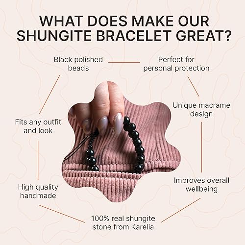 Miniatura 3 de Karelian Heritage Shungite Stone Bracelet Arachne 8 mm Round Beads Shungite Protection Bracelet Jewelry for Men and Women Adjustable Suitable