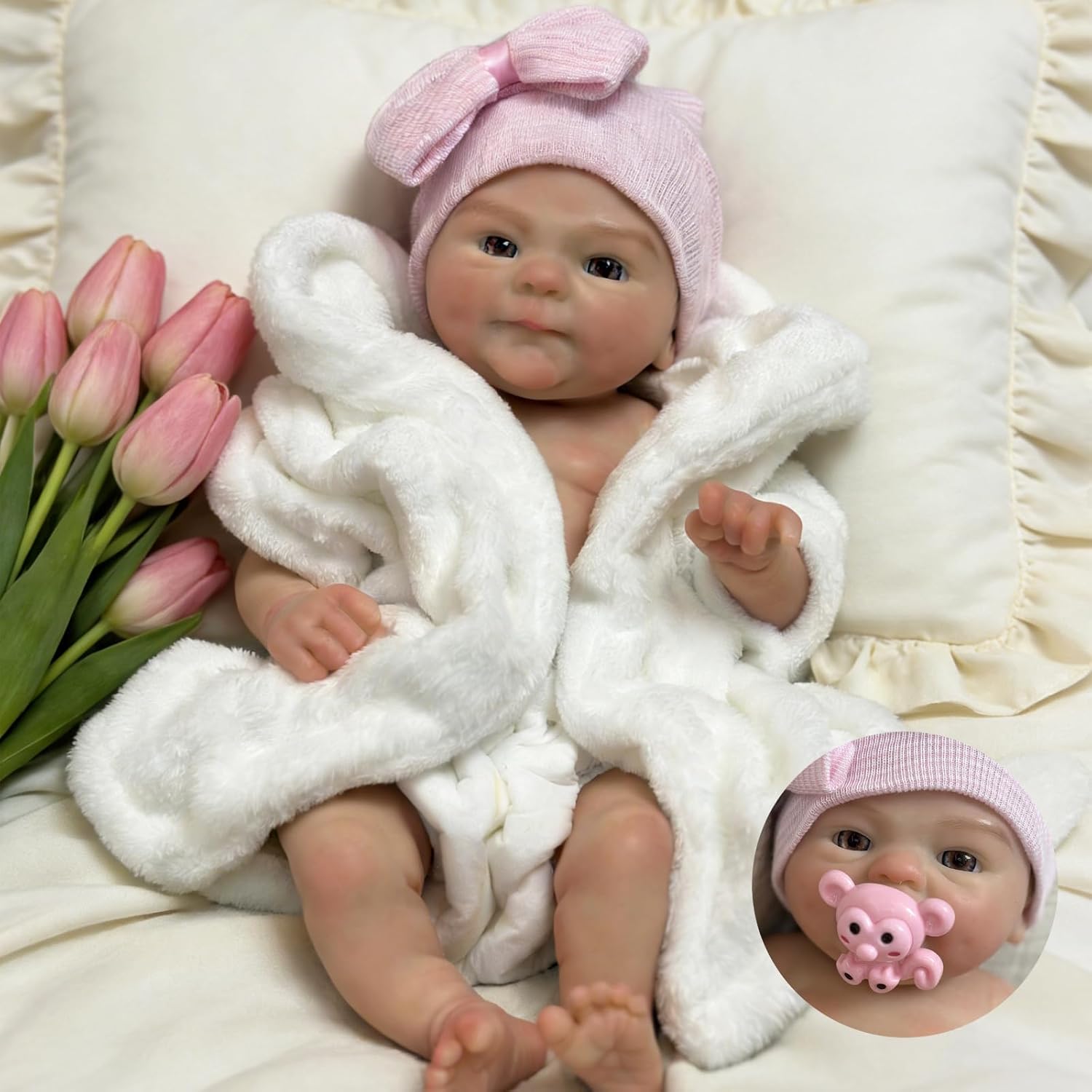 13 Inch Silicone Baby Doll Full Body Girl Real Life with Clothes and Bottles for Kids