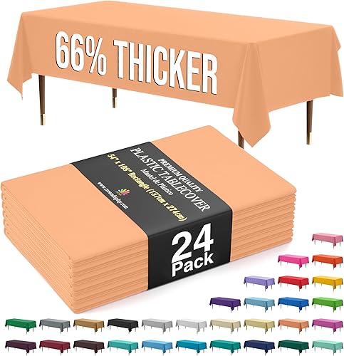 Miniatura 78 de Party Solids Mantel rectangular de plástico de alta calidad, 66% más grueso, 0.5 mil, paquete de 12 manteles color azul claro de 54 x 108 pulgadas,