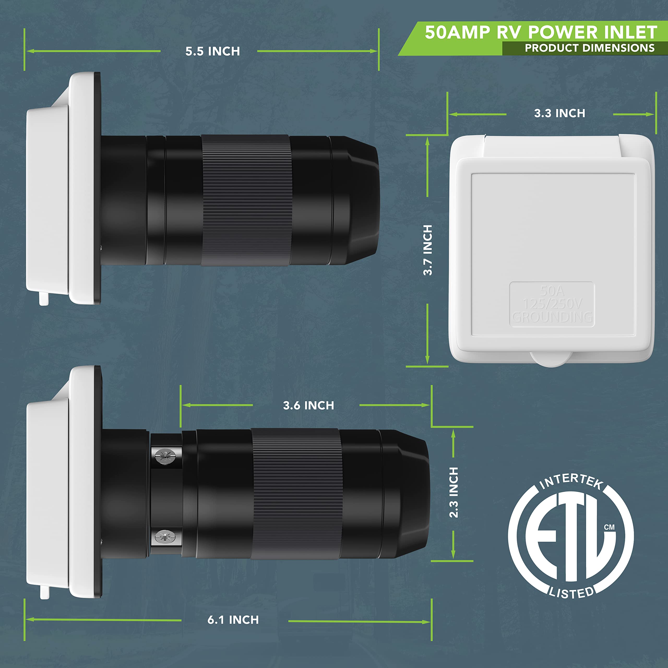 Amazon.com: Leisure RV 125/250V 50 AMP Power Plug Twist Lock Inlet