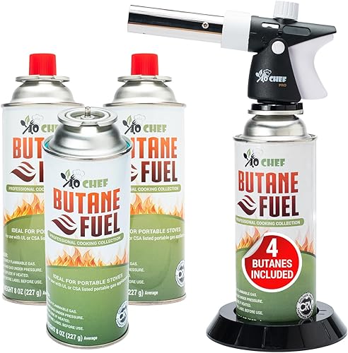 Miniatura 8 de Jo Chef Linterna de cocina de butano profesional, encendedor de llama ajustable recargable con bloqueo de seguridad para barbacoa, hornear, crema