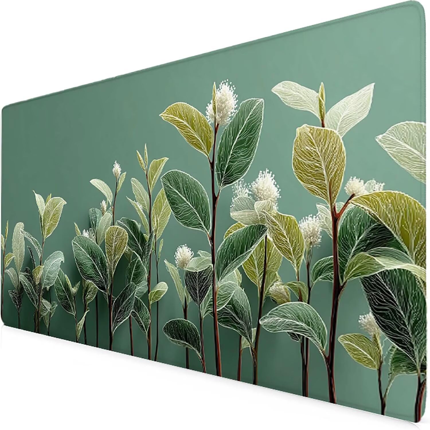 Tappetino Mouse XXL 1000x500mm Verde salvia Mousepad Foglia Tappetino Scrivania Grande, con base in Gomma Antiscivolo, Impermeabile Sottomano Scrivania per Computer, Ufficio, Accessori Gaming 5-5074k