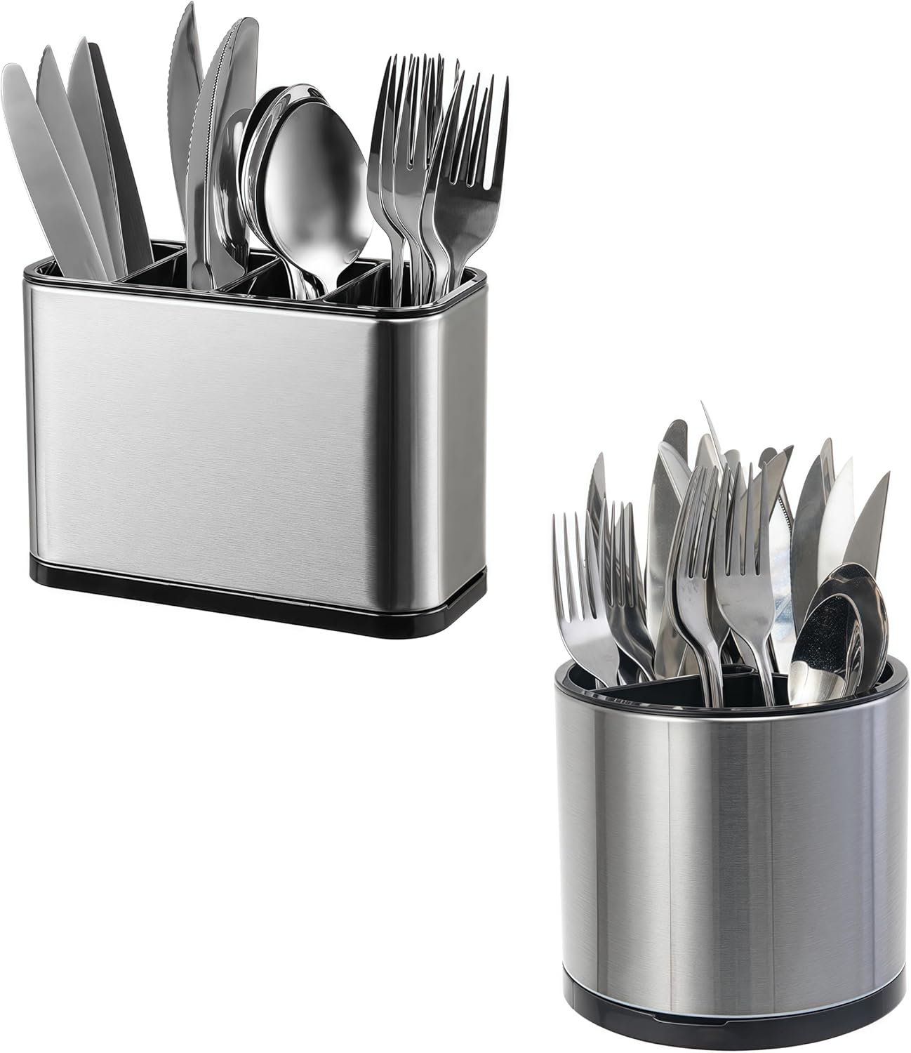 Utensil Holder,Utensil Holder for Kitchen Counter, Silverware Organizer, Stainless Steel Storage Cooking Caddy Flatware Spoon Spatula Tool Cutlery Container(2 Set)