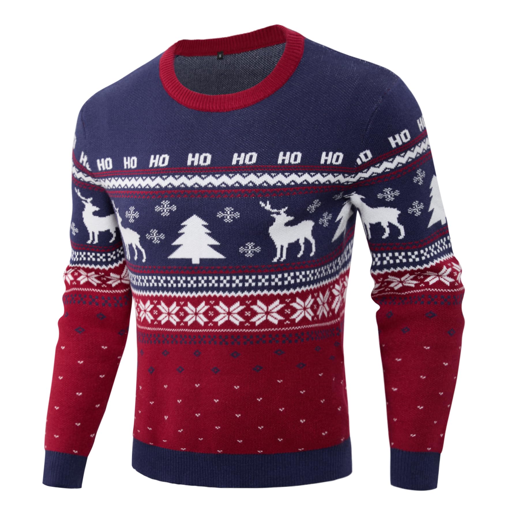 Jersey Navideño Cuello Redondo para Hombre Suéter de Manga Larga Cálido Reno Pullover de Punto Tallas S-XXL