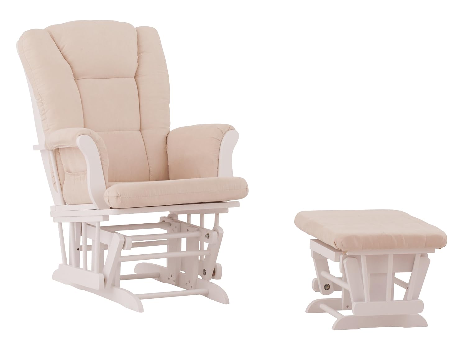 Status Veneto Glider and Nursing Ottoman, White/Beige