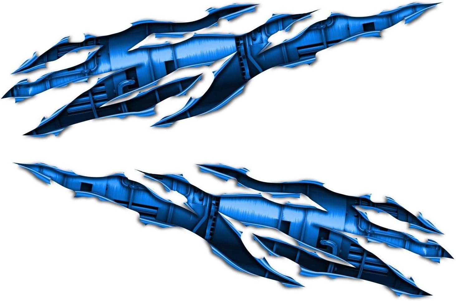 Size is 2.5" Tall x 8" Long, Turbine Rip Blue Motorcycle Sportibike Cruiser Decals Stickers