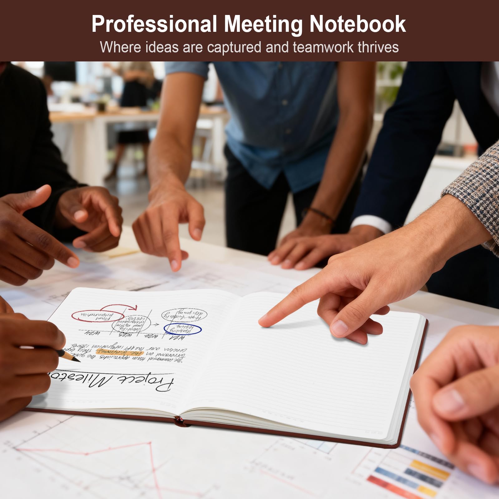 ViVin Quaderno a righe formato A4 per lavoro, 21,6 x 27,9 cm, in pelle, con copertina rigida, 192 pagine, professionale, a righe, per ufficio e affari