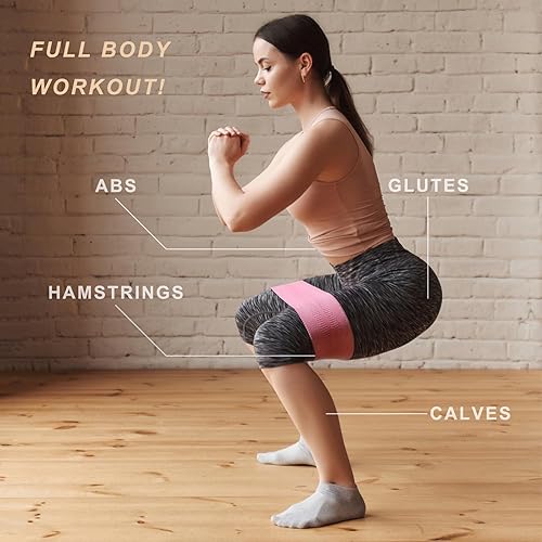 Miniatura 3 de Bandas de resistencia para piernas y glúteos, juego de 3 bandas de entrenamiento de tela para mujer, bandas antideslizantes de cadera para