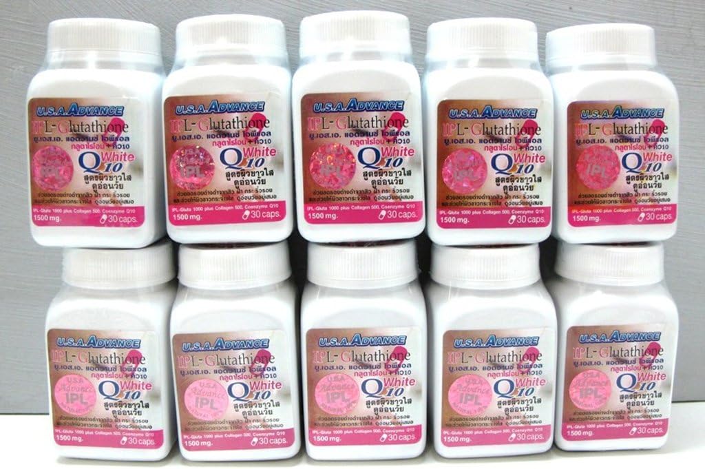 IPL Glutathione Plus 1000 mg. COLLAGEN Q10 VIT C SKIN WHITENING Advance Formula 300 Capsules
