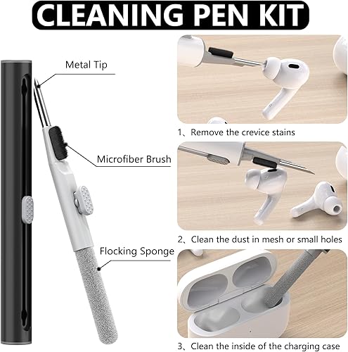 Miniatura 3 de Ljusmicker Funda para AirPods Pro con kit de limpieza, funda protectora de silicona suave para Apple AirPod Pro de 2 y 1 generación para mujeres y