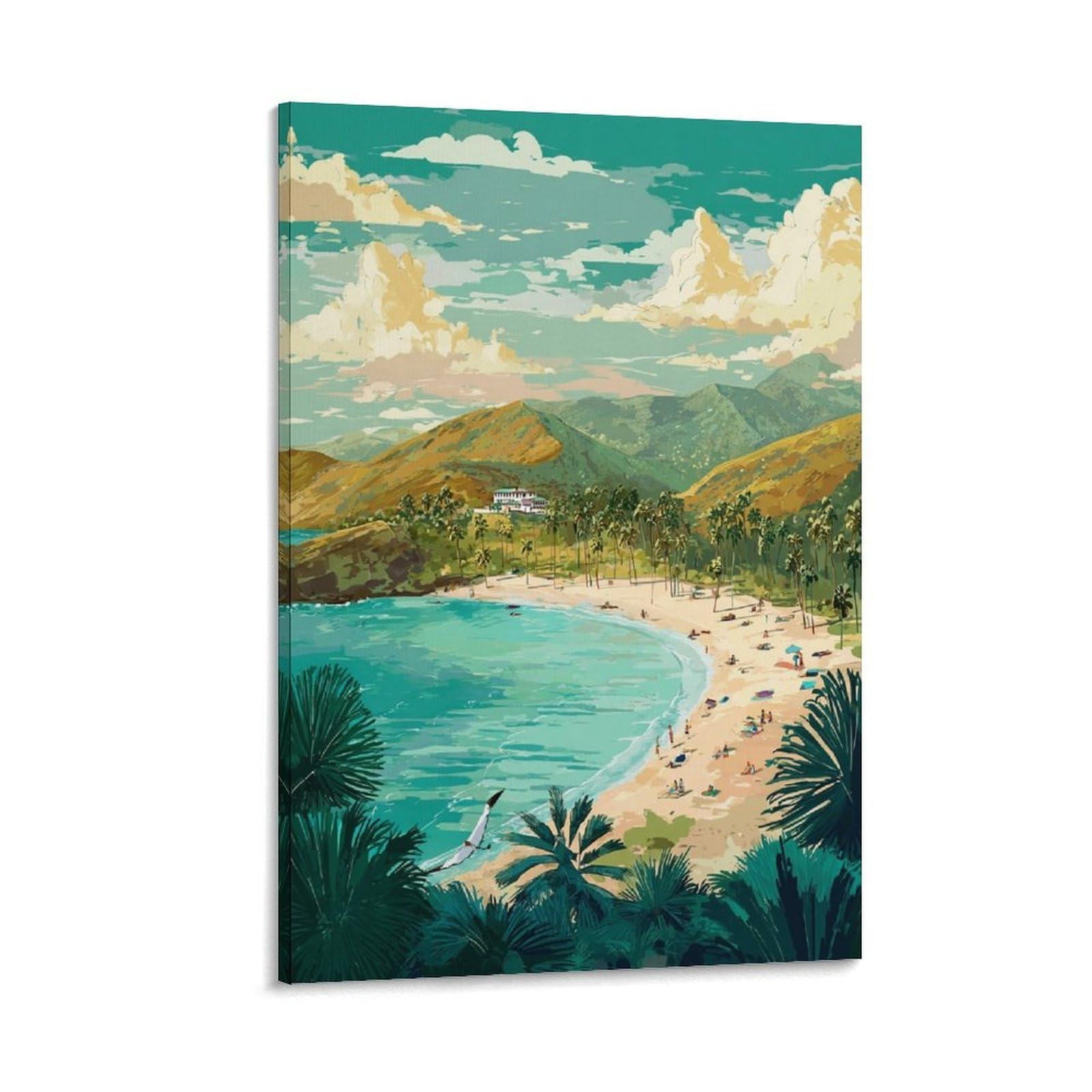 Hanauma Bay Posters 24x36inch(60x90cm) Vintage Watercolor Canvas Art