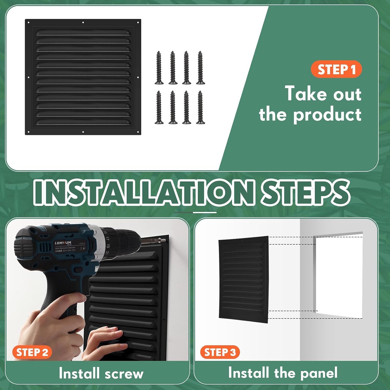 Yaocom Attic Vents Gable Vents Aluminum Wall Vent Metal Shed Vent with Screen Mesh Square Louver Grille for Exterior Door House Attic Garage Ceiling(2 Pcs,12 x 12 Inch)