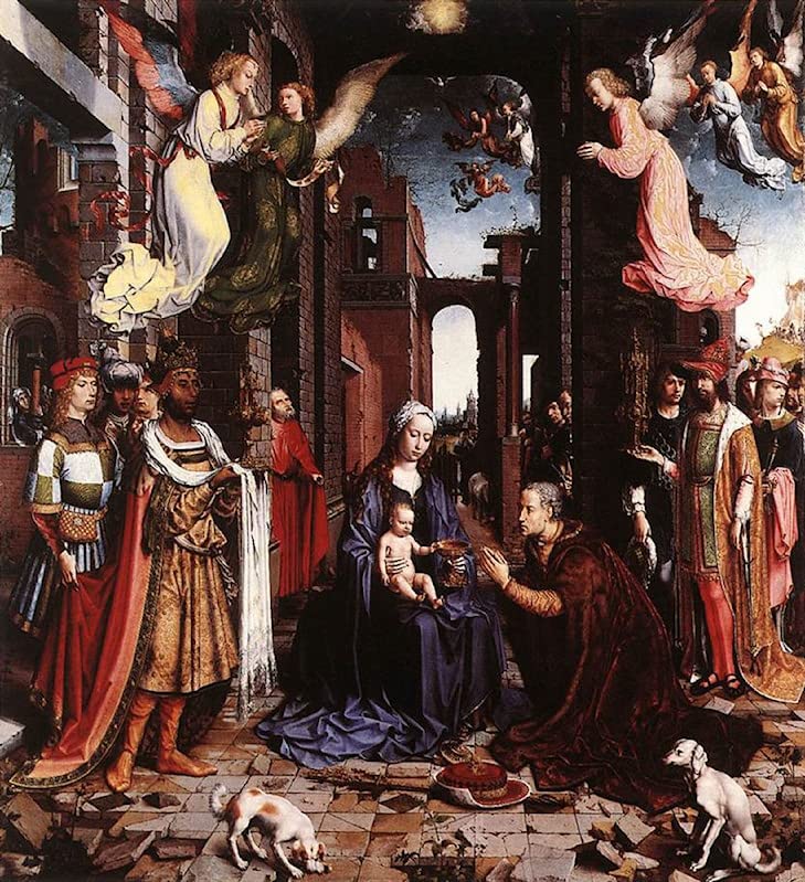 Tableau l'Adoration des Rois impression d'art Jan Gossaert 60x90cm pour salon
