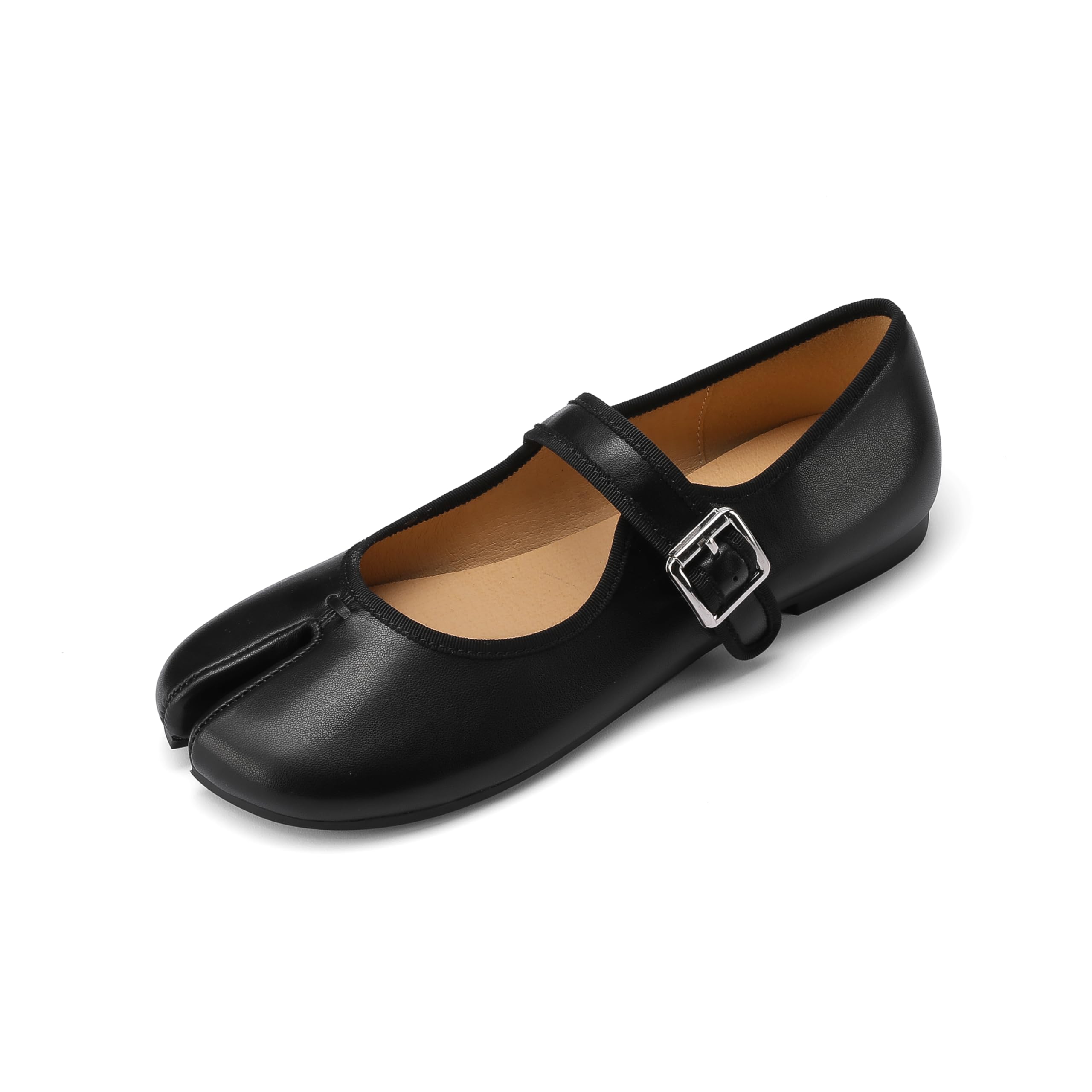 Women Tabi Flats Round Split Toe Ballet Shoes Buckle Strap