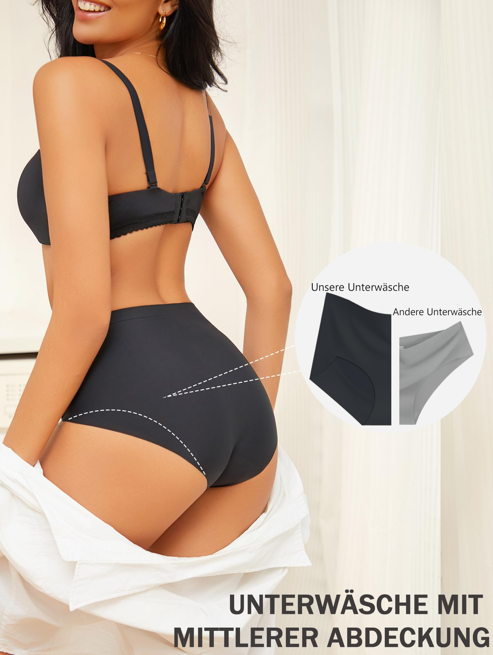 ALL OF ME Seamless Slips Damen Hohe Taille Bequeme Nahtlose Unterwäsche Frauen Atmungsaktive No Show Panties Mehrpack 5 S-XXL