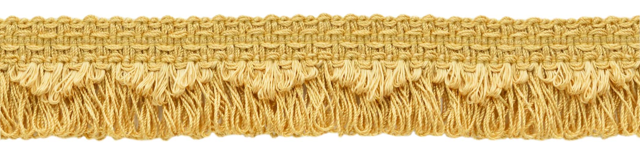 Frange à boucles or clair 35mm pour personnaliser vos rideaux et coussins de salon