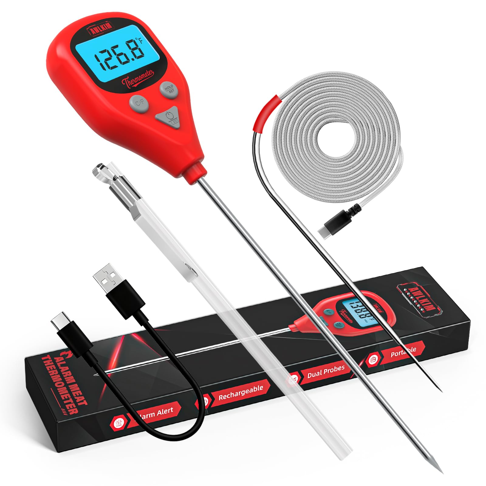 Photo 1 of AWLKIM Digital Meat Thermometer Dual Probes