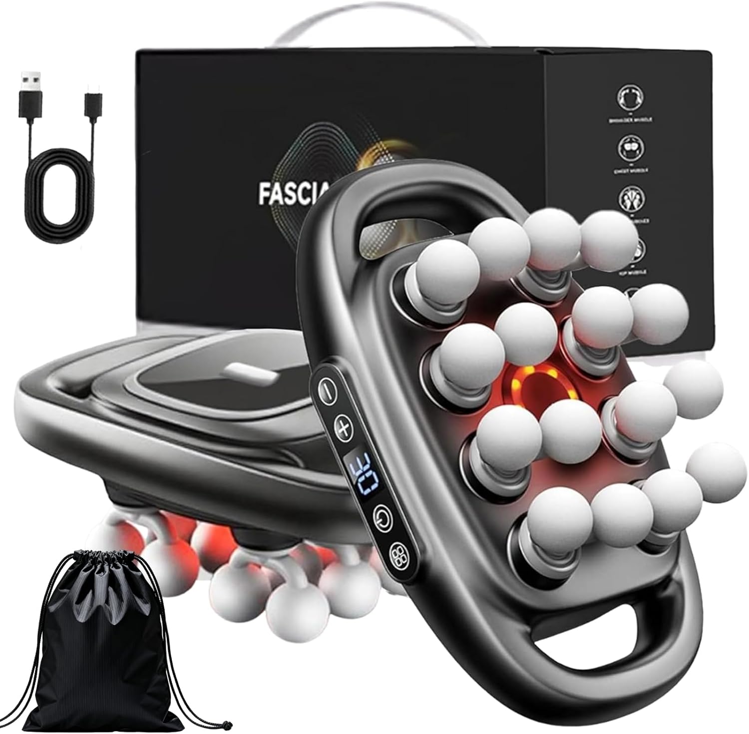 Theraglow Massager, 16 Head Massage Gun Deep Tissue, Upgrade Morgella Deep Tissue Massager, Vtt Massagers 16 Heads, 3 Modes, 30 Intensity for Back,Shoulders, Legs, Buttocks (1)