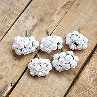 Vista 2 de 50 mini rosas de papel de morera hechas a mano, 0.709 in, flores de papel de morera, álbumes de recortes, boda, manualidades, bricolaje