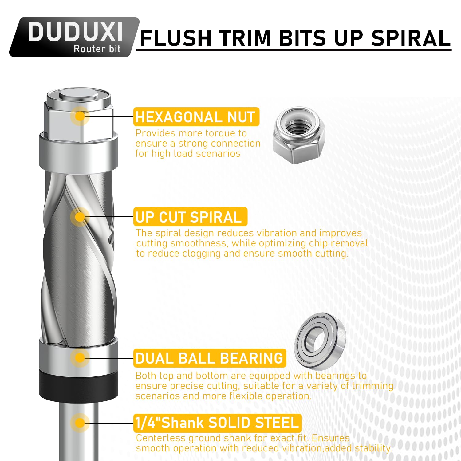 Snapklik.com : Carbide Compressiom Flush Trim Router Bit 1/4 Shank, Top ...