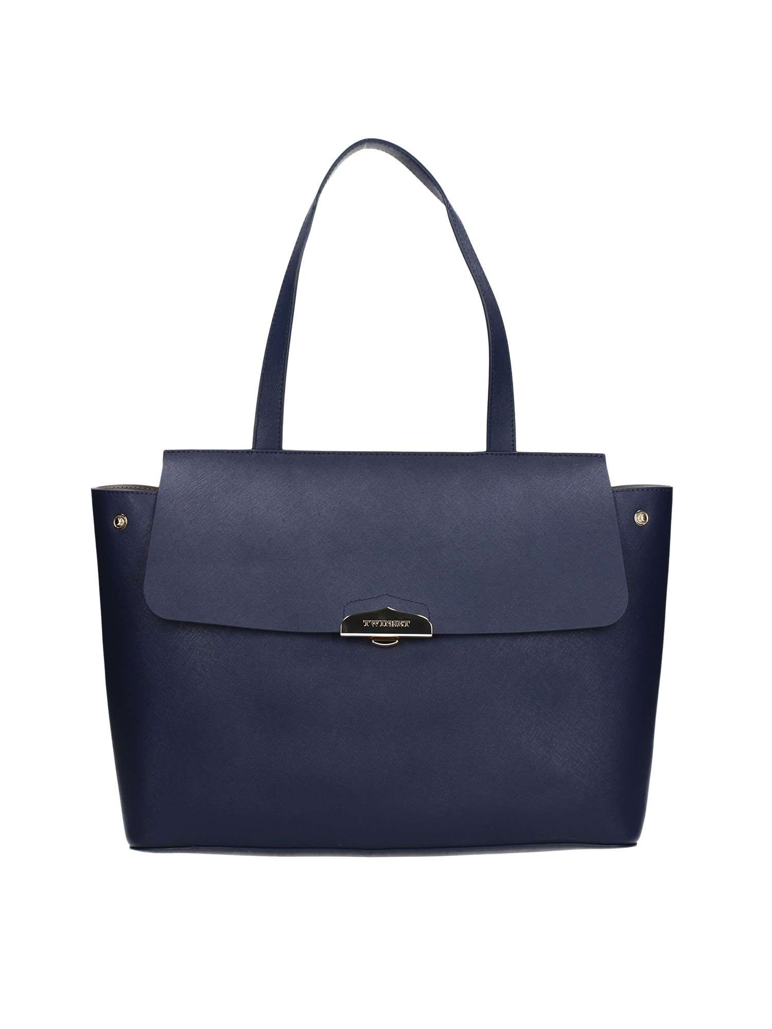 Twin-Set Simona Barbieri - Leather shopping bag, with removable clutch, Twin-set Simona Barbieri - Blu - AS7PWS.BLU NAUT.814 - Blu - UNICA