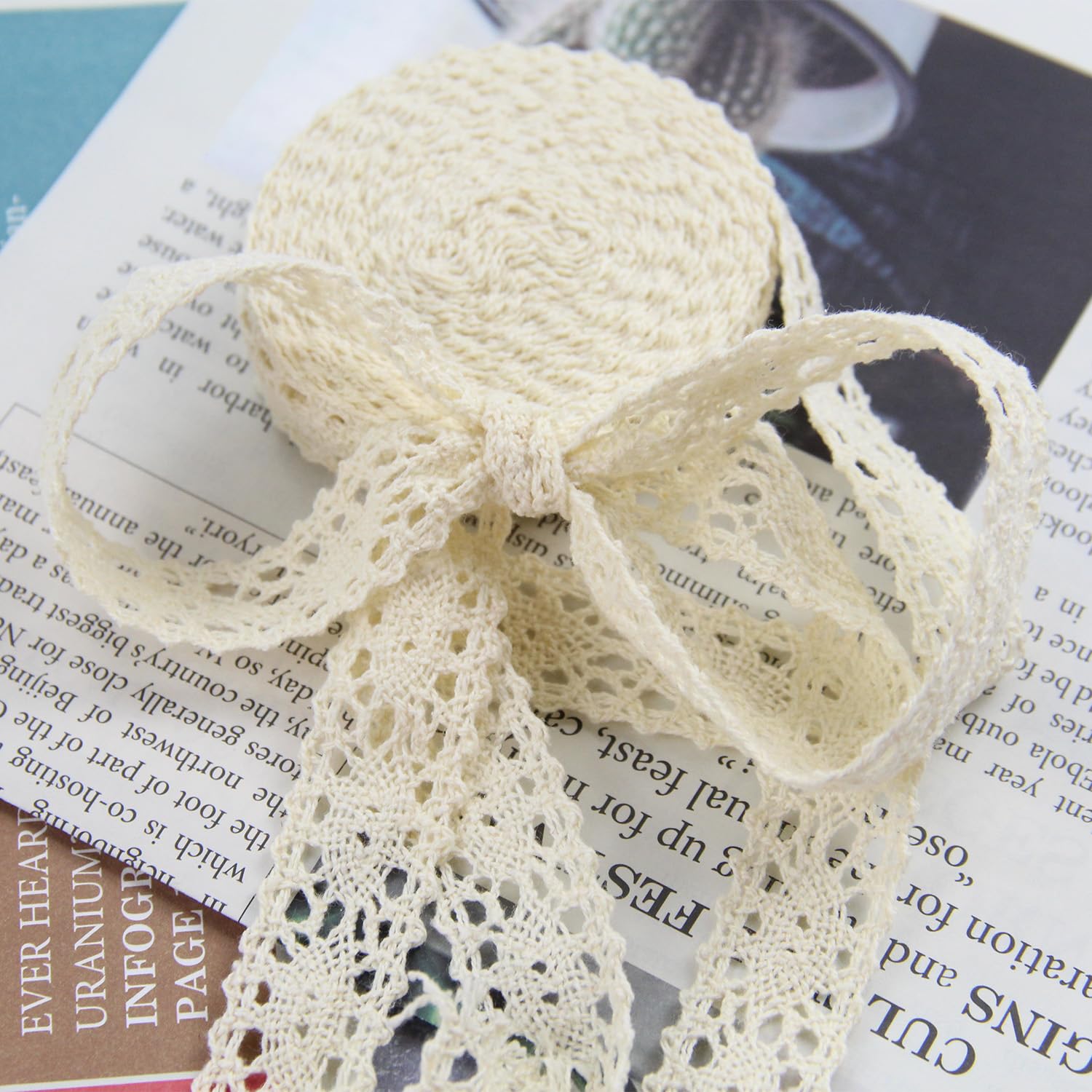 Lot De 6 Rouleaux De Ruban En Dentelle De Coton Vintage De 2