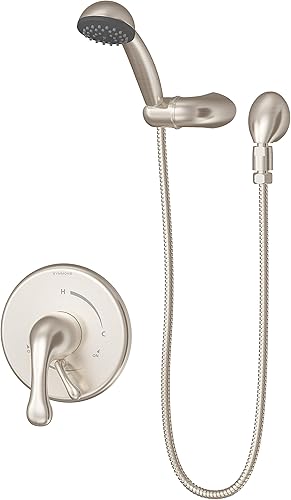 Symmons S-6603-1.5-TRM-STN Unity - Moldura de ducha de mano con un solo mango con 1 pulverizador en níquel satinado, 1.5 GPM (válvula no incluida)