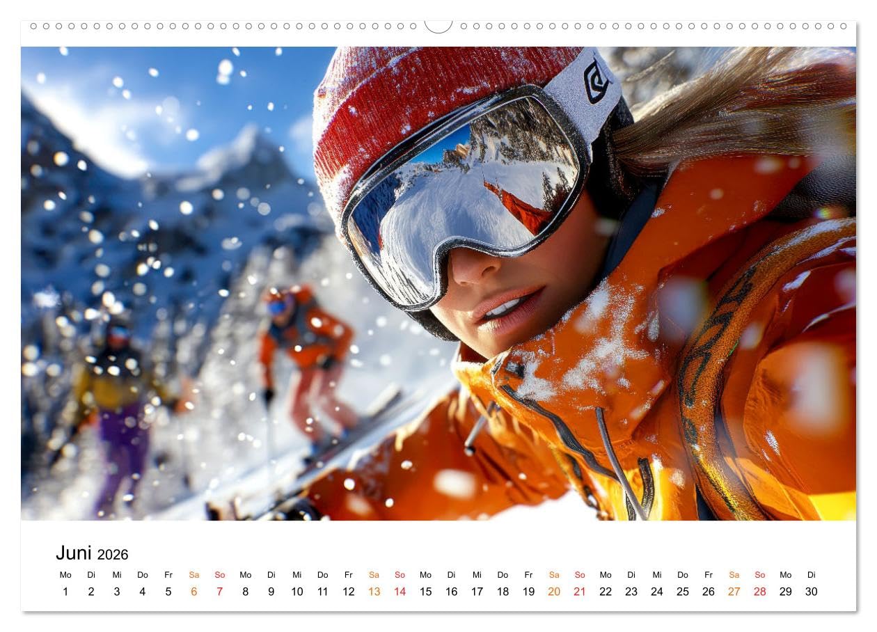 Skifahren - Frauen Power auf der Piste (Wandkalender 2026 DIN A2 quer), CALVENDO Monatskalender: Wintersport, der begeistert - wunderschön inspirierend.