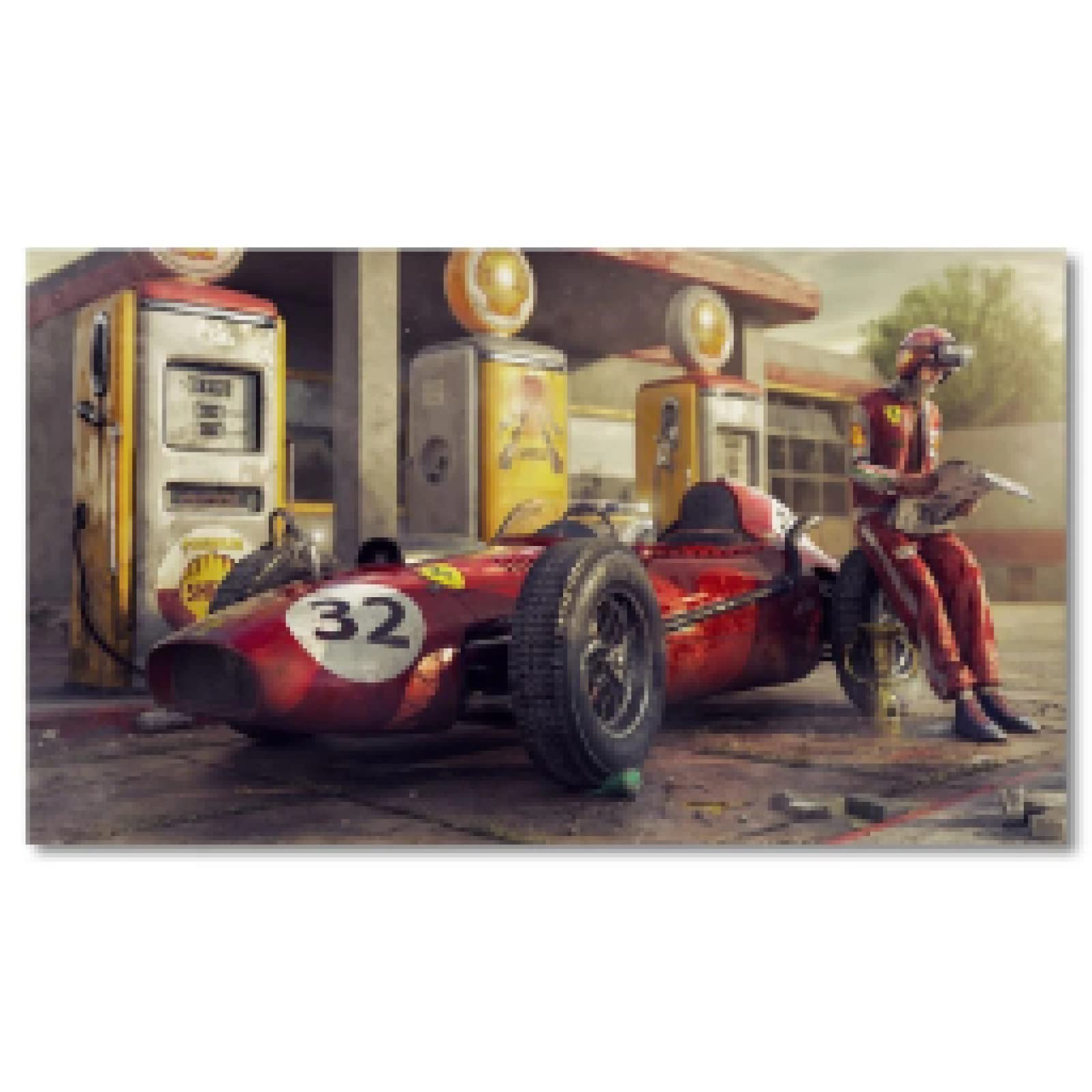 Poster Toile Ferrari F1 - Décoration Murale Vintage 80x120 Cm Sans Cadre - Style Racing Pour Salon, Bureau, Décoration Intérieure