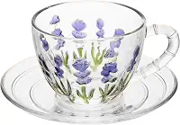 LYOR - Xícara de Chá Lavanda Hand Painting 220ml Cristal