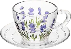 LYOR - Xícara de Chá Lavanda Hand Painting 220ml Cristal