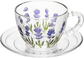 LYOR - Xícara de Chá Lavanda Hand Painting 220ml Cristal