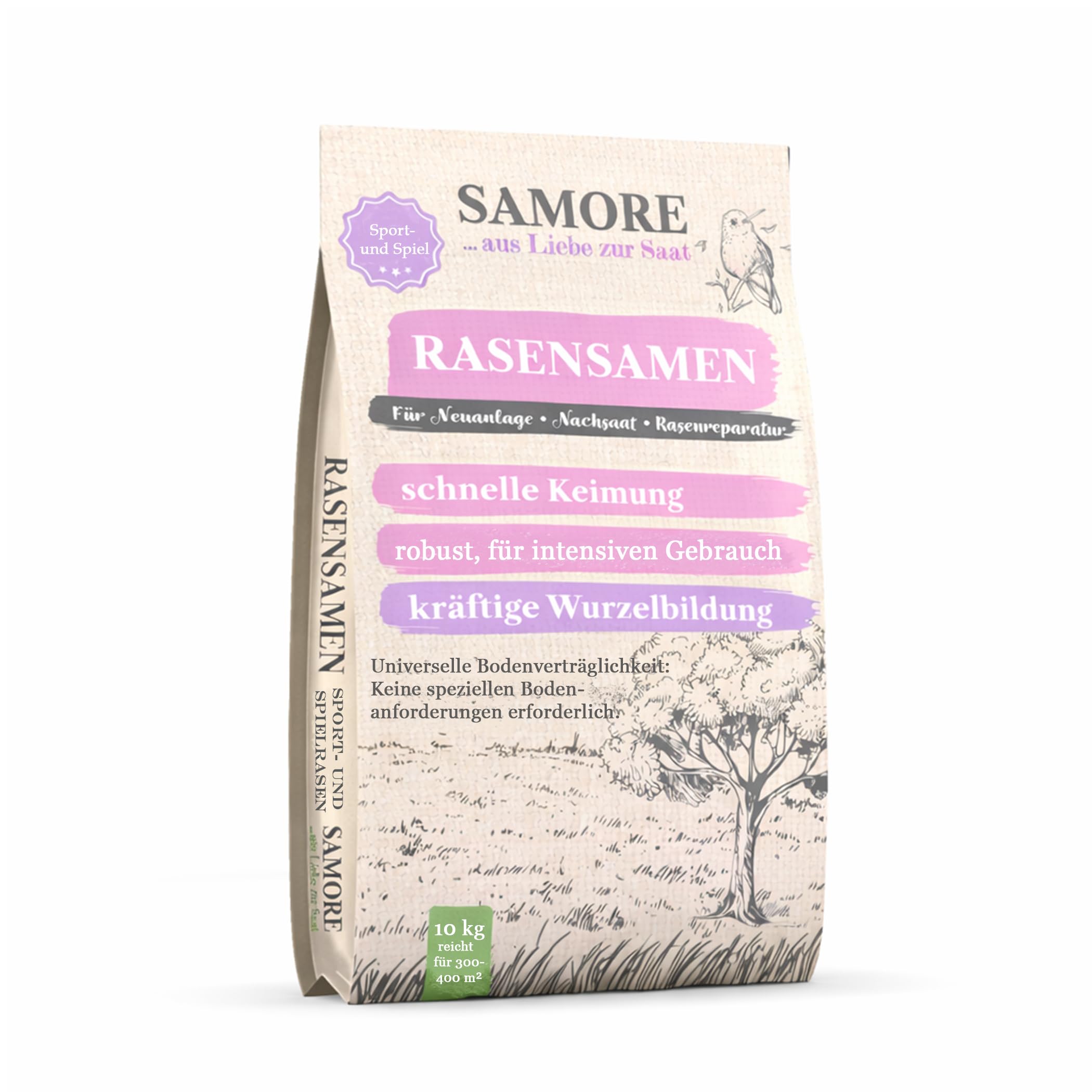 10 kg Rasensamen Sport und Spiel | schnellkeimend |reicht für 400m² Rasen | robust|tiefgrün | ideal für Neuansaat, Nachsaat, Rasensaat Grassamen | trockenresistent | dürreresistent - Made in Germany