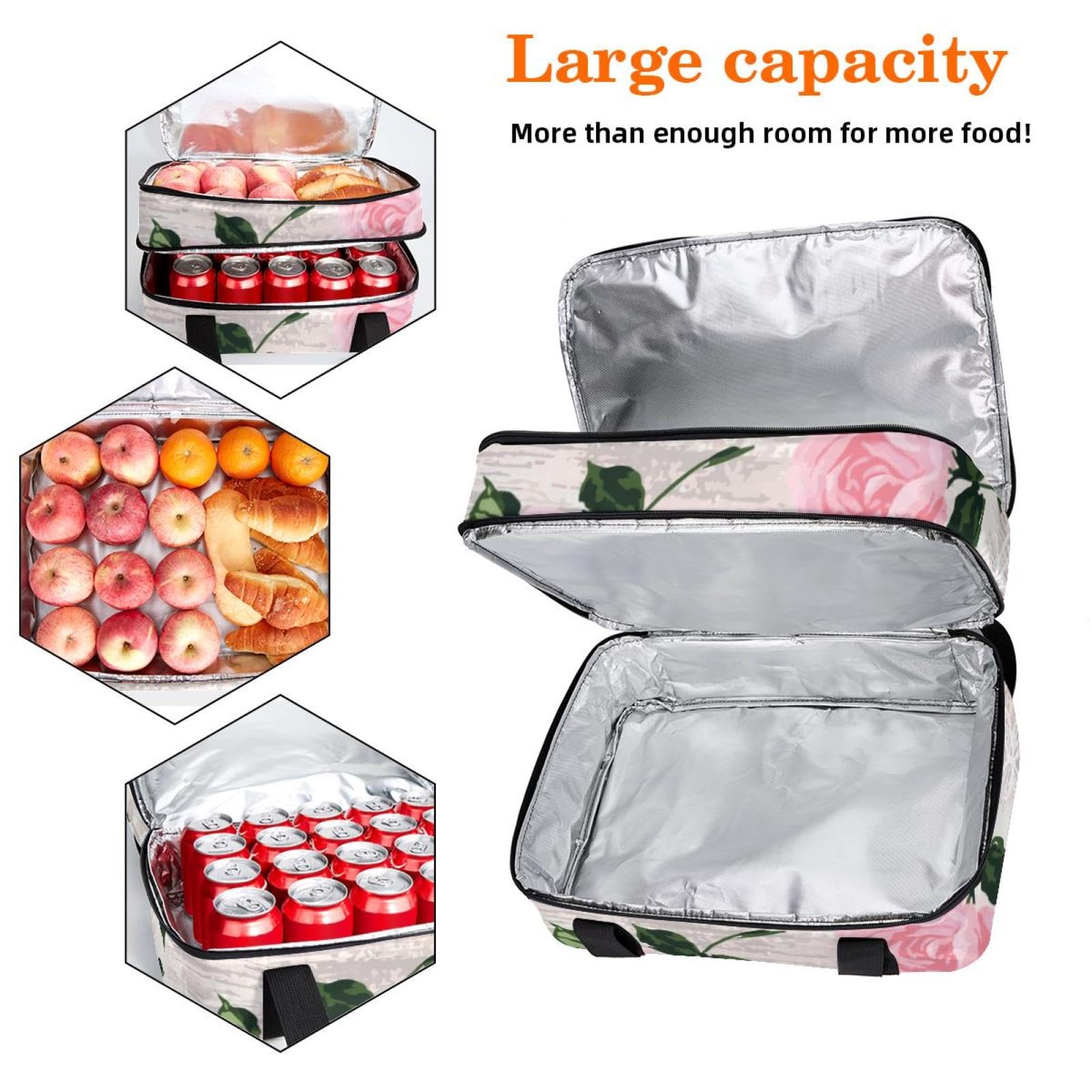 Grand sac à déjeuner isotherme pour homme et femme, double couche, étanche, étanche, réutilisable, sac fourre-tout pour le travail, l'école, le pique-nique, la plage, le camping, les voyages,