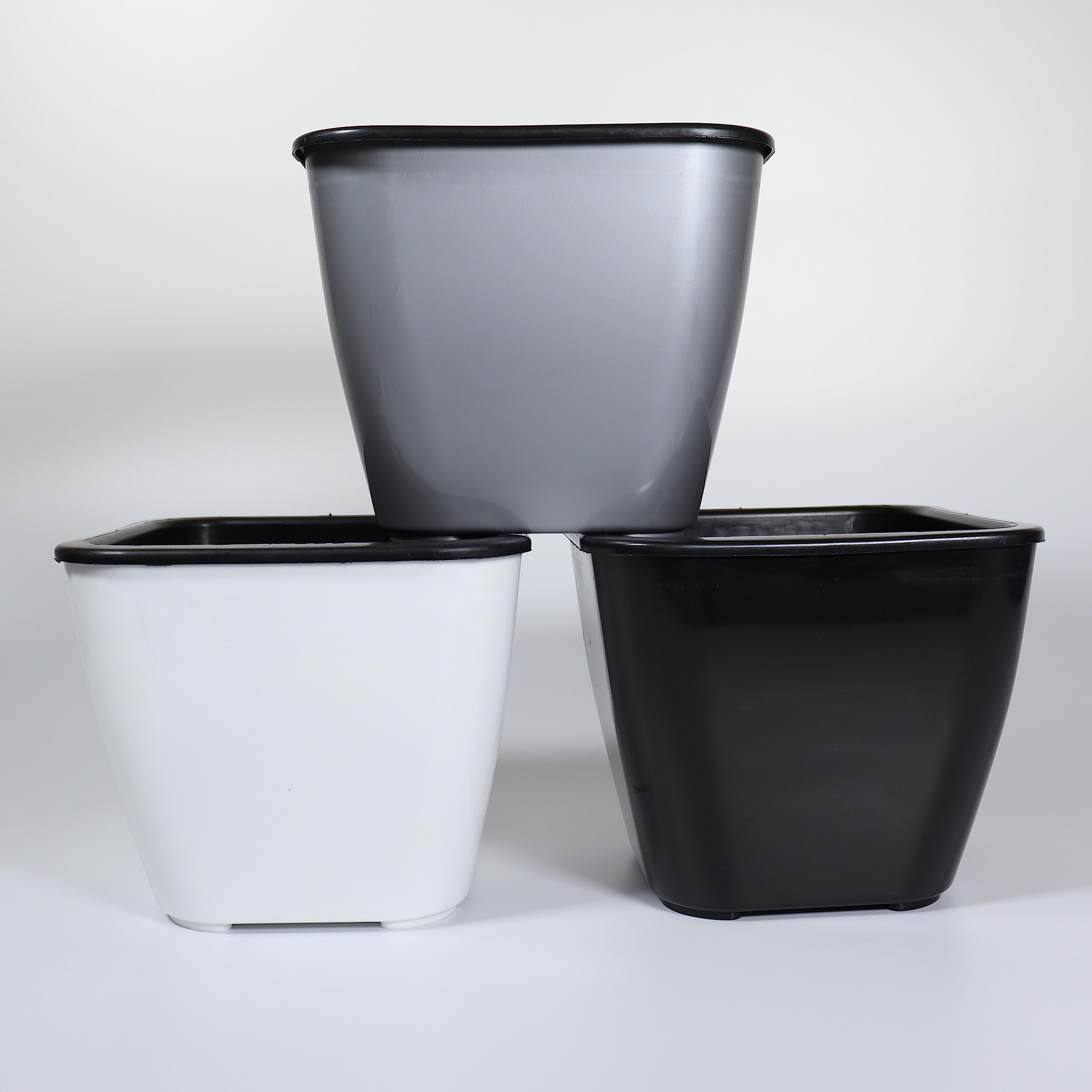 KENLIA 7.5 Inches Squre Plant Pot with Self-Watering, Modern Planter for Indoor, Outdoor & Balcony Flower Garden(Colours-1 White, 1 Grey & 1 Black) Set of 3 Planter, with Inner Pots (Multi) (B0CBCGT6QY) Amazon Price History, Amazon Price Tracker